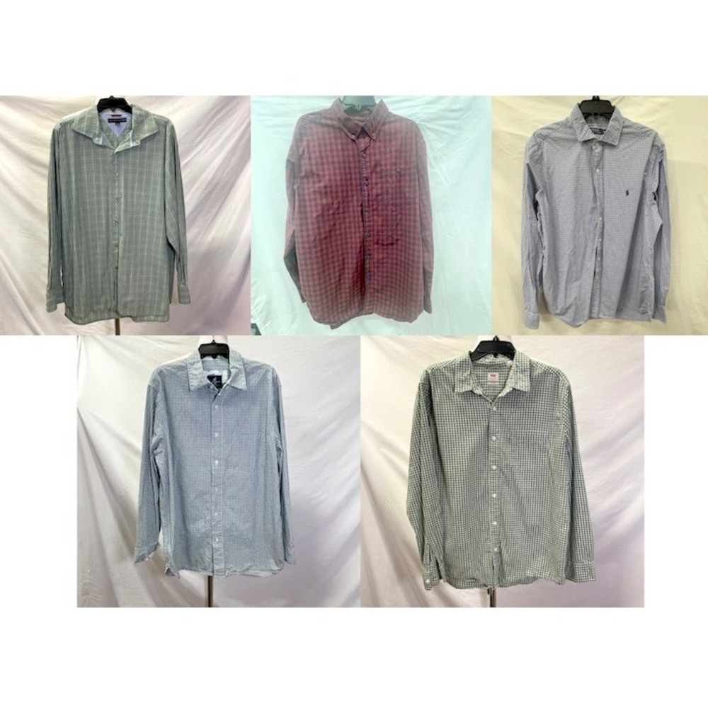 Lot of 5 Long Sleeved Button Front Men's Dress Shirts Size XL A-1